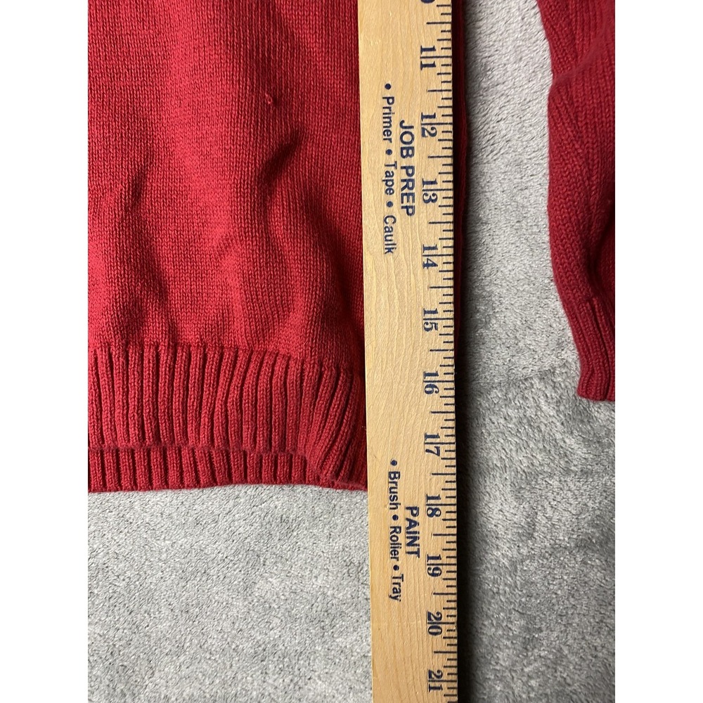 IZOD Boys Red Quarter Zip Mock Neck Knit Sweater Size S 6/7 Pullover Logo - Picture 2 of 5